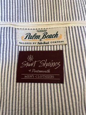 Genuine Palm Beach Seersucker Blue White Striped Men’s Sports Coat Size XL